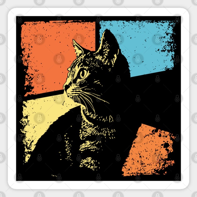 Mysterious Retro Cat Silhouette – Vintage Night Feline Art Sticker by TuncGK